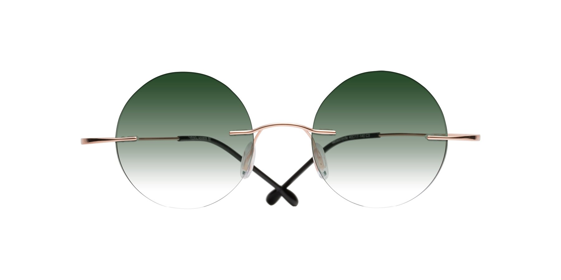 Folded Front of Minicircle in Rose Gold with Green Gradient Lenses