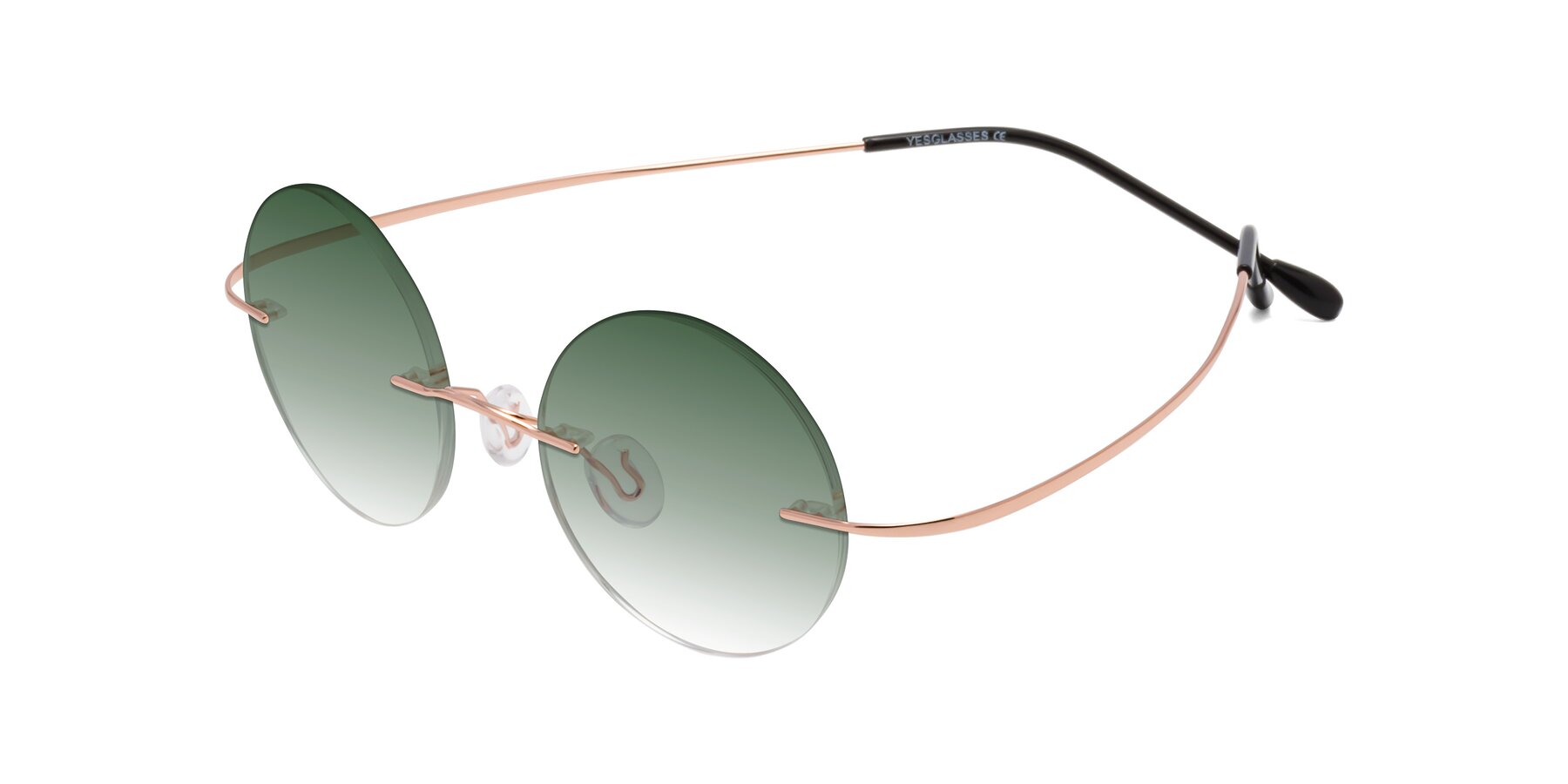 Angle of Minicircle in Rose Gold with Green Gradient Lenses