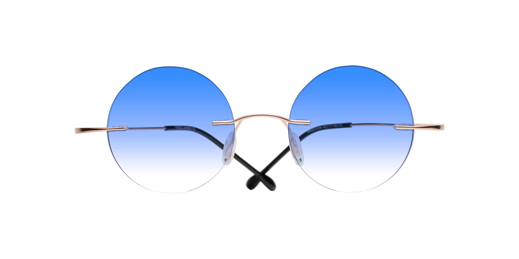 Folded Front of Minicircle in Rose Gold with Blue Gradient Lenses