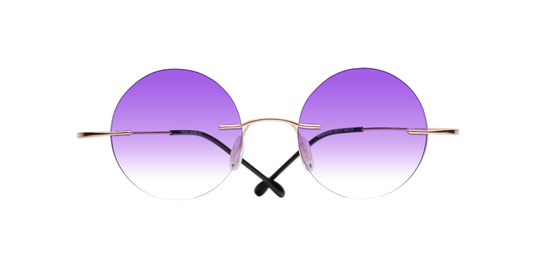 Folded Front of Minicircle in Rose Gold with Purple Gradient Lenses