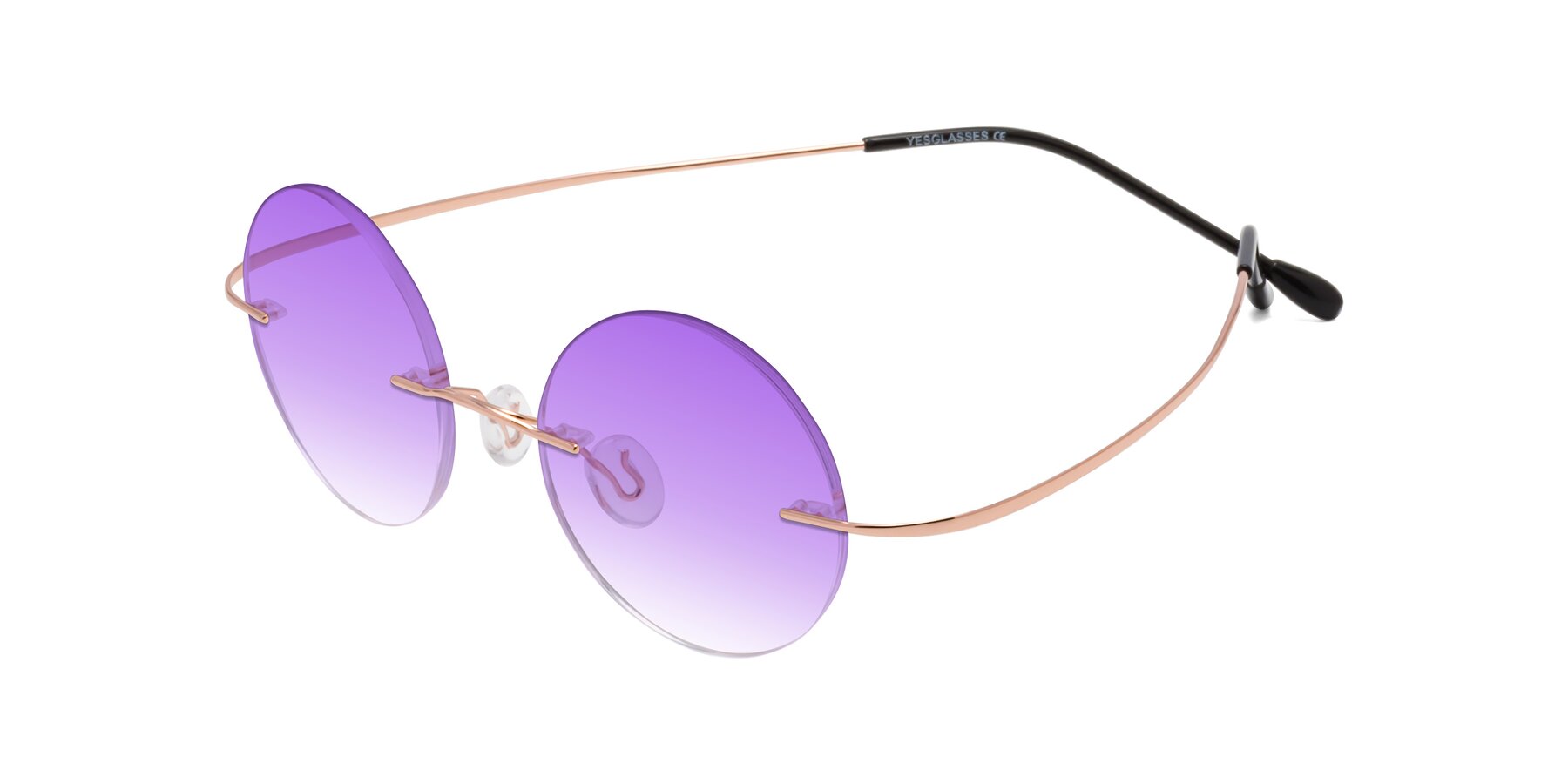 Angle of Minicircle in Rose Gold with Purple Gradient Lenses