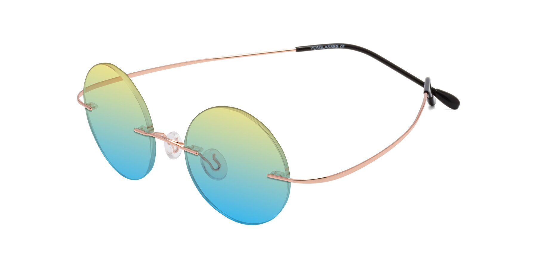 Angle of Minicircle in Rose Gold with Yellow / Blue Gradient Lenses