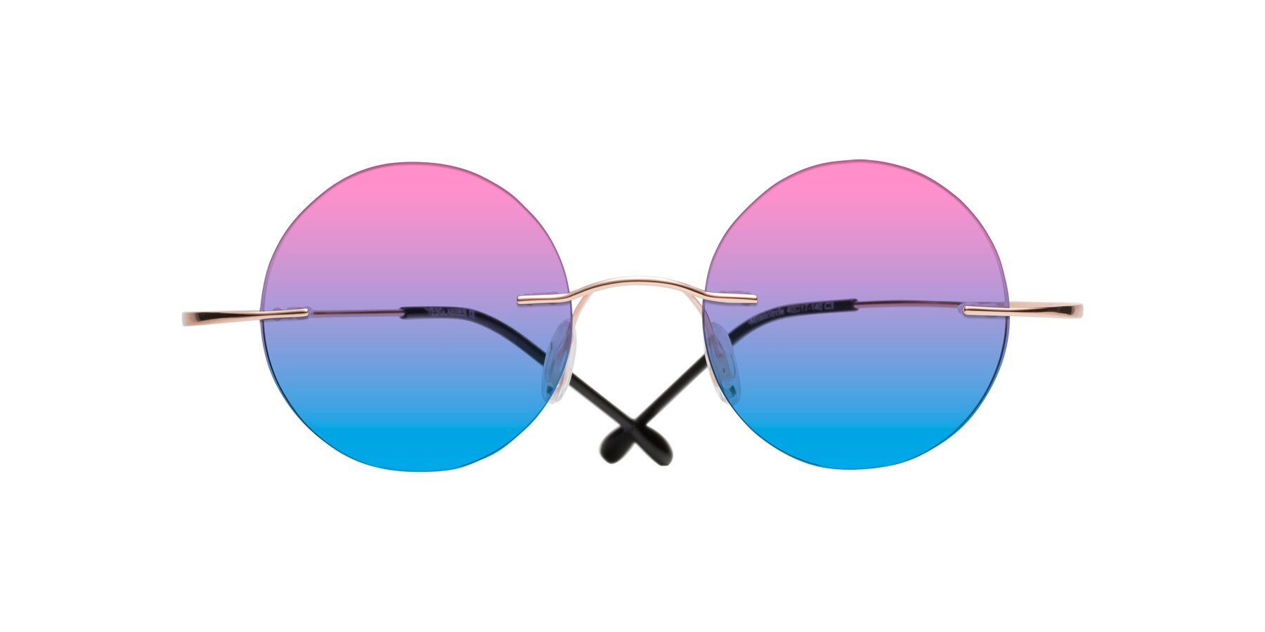 Folded Front of Minicircle in Rose Gold with Pink / Blue Gradient Lenses