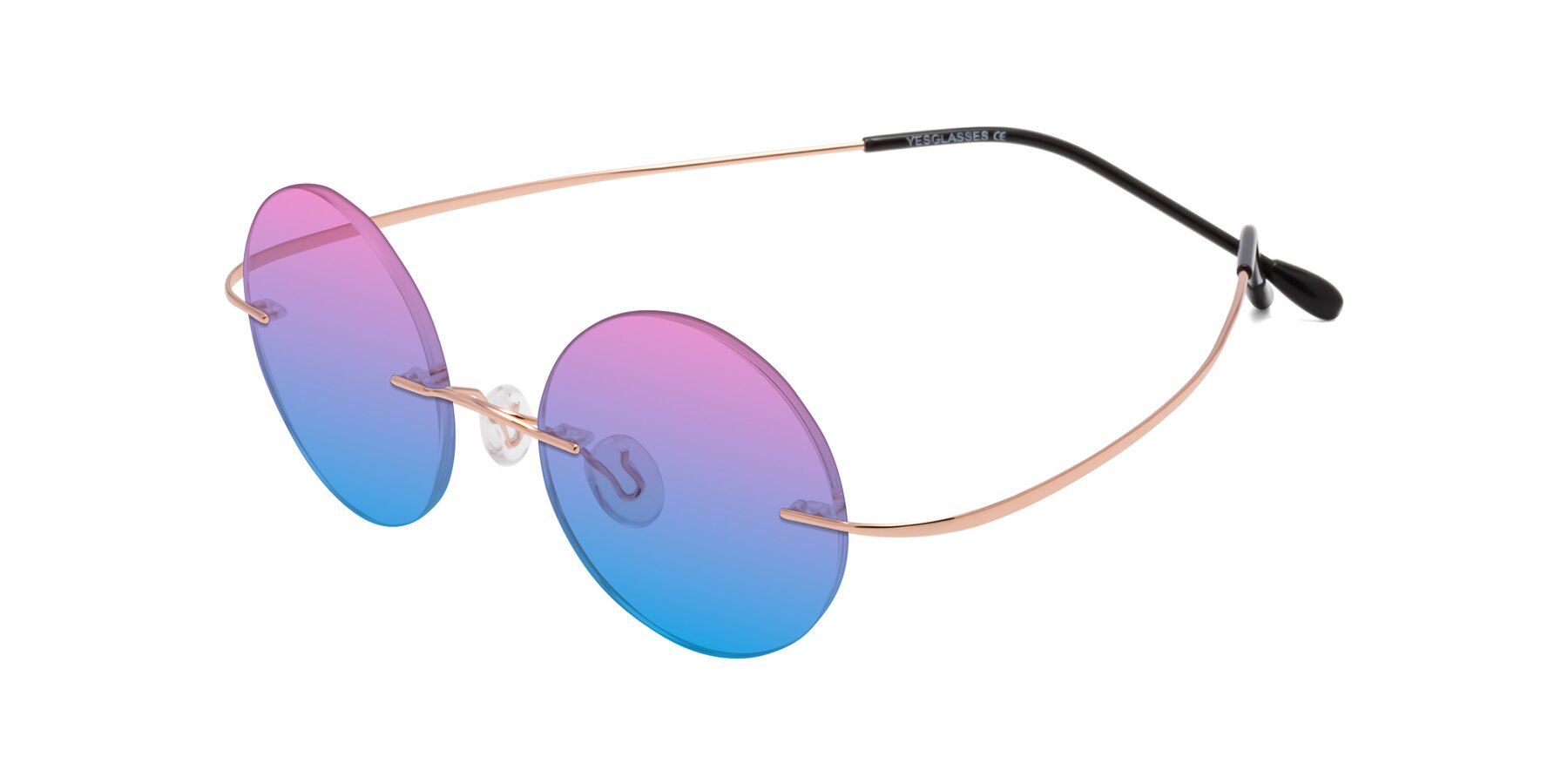 Angle of Minicircle in Rose Gold with Pink / Blue Gradient Lenses