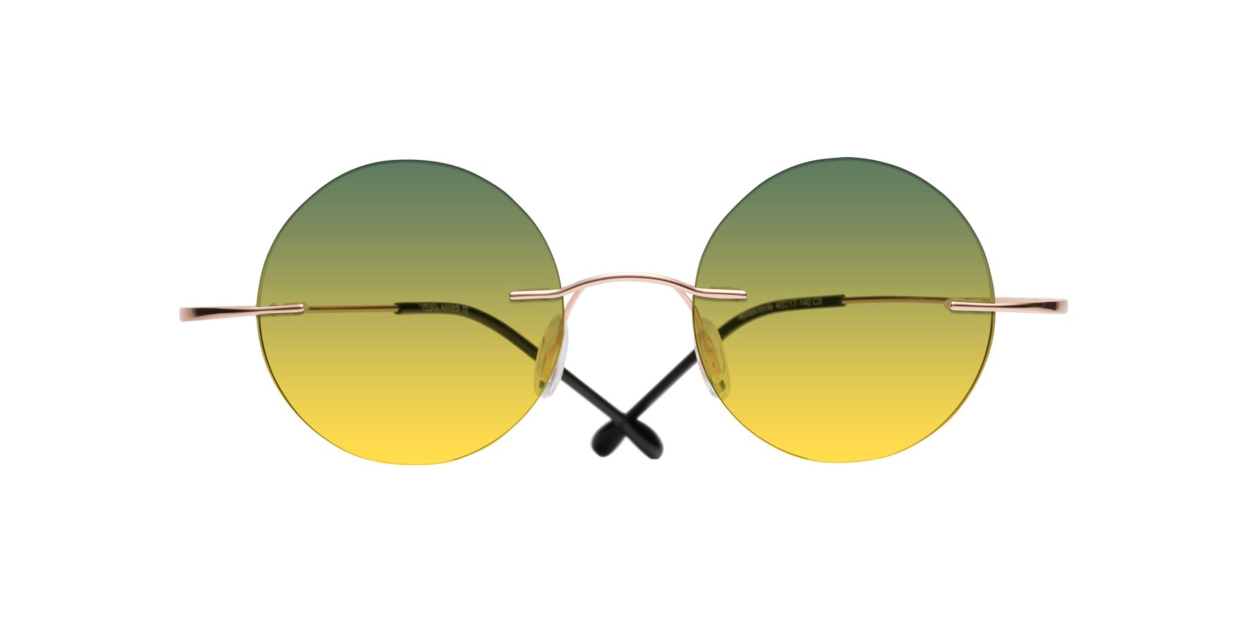 Folded Front of Minicircle in Rose Gold with Green / Yellow Gradient Lenses