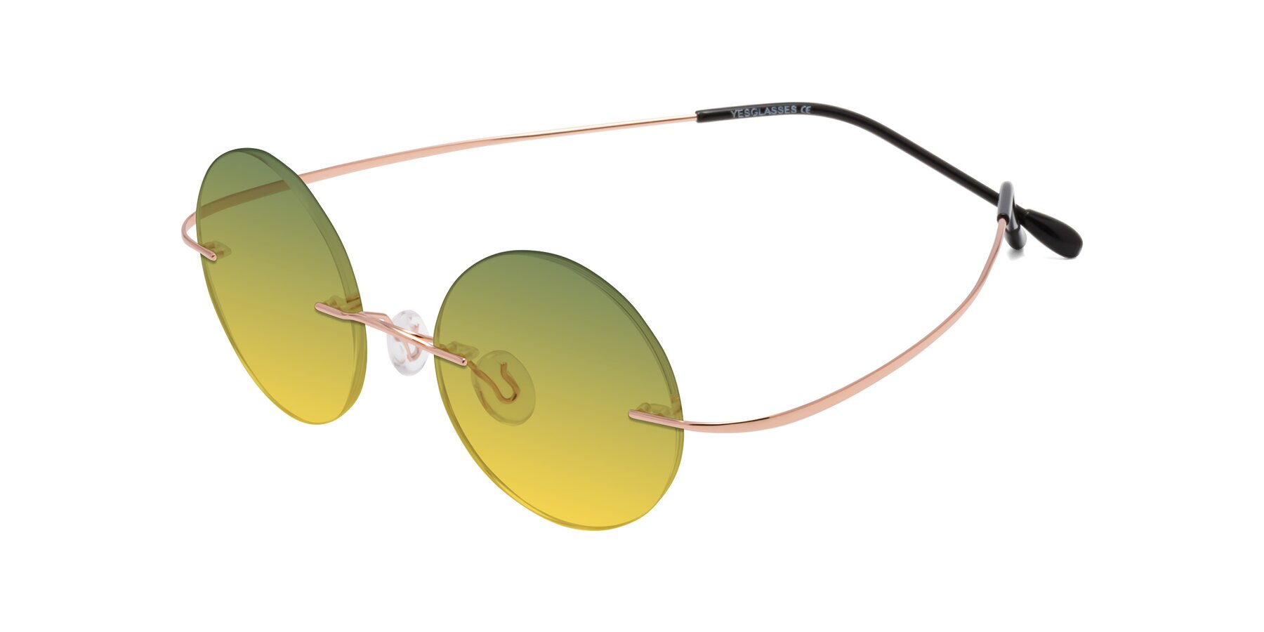 Angle of Minicircle in Rose Gold with Green / Yellow Gradient Lenses