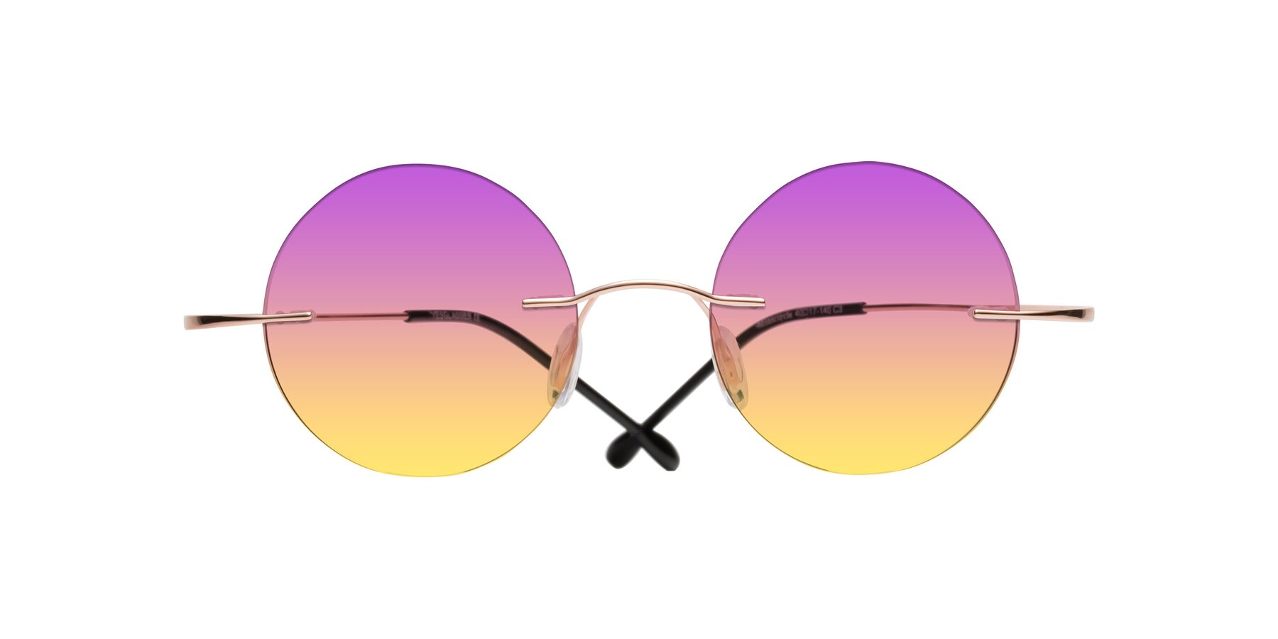Folded Front of Minicircle in Rose Gold with Purple / Yellow Gradient Lenses