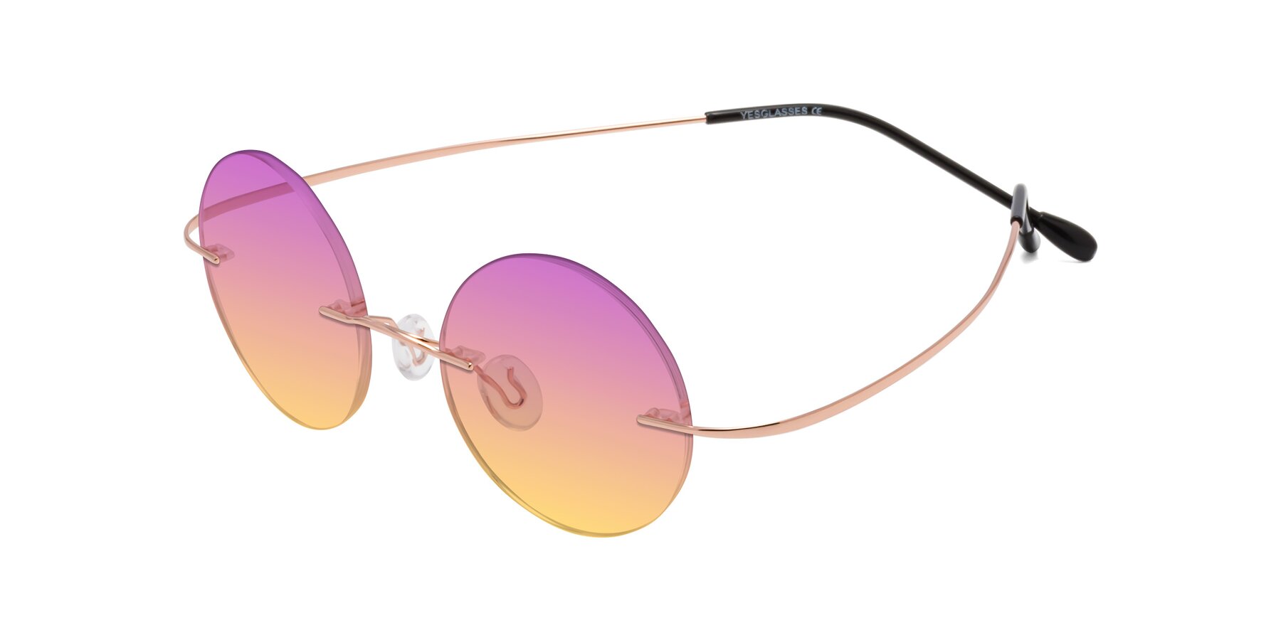 Angle of Minicircle in Rose Gold with Purple / Yellow Gradient Lenses