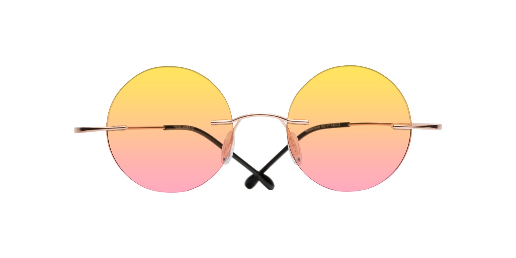 Folded Front of Minicircle in Rose Gold with Yellow / Pink Gradient Lenses