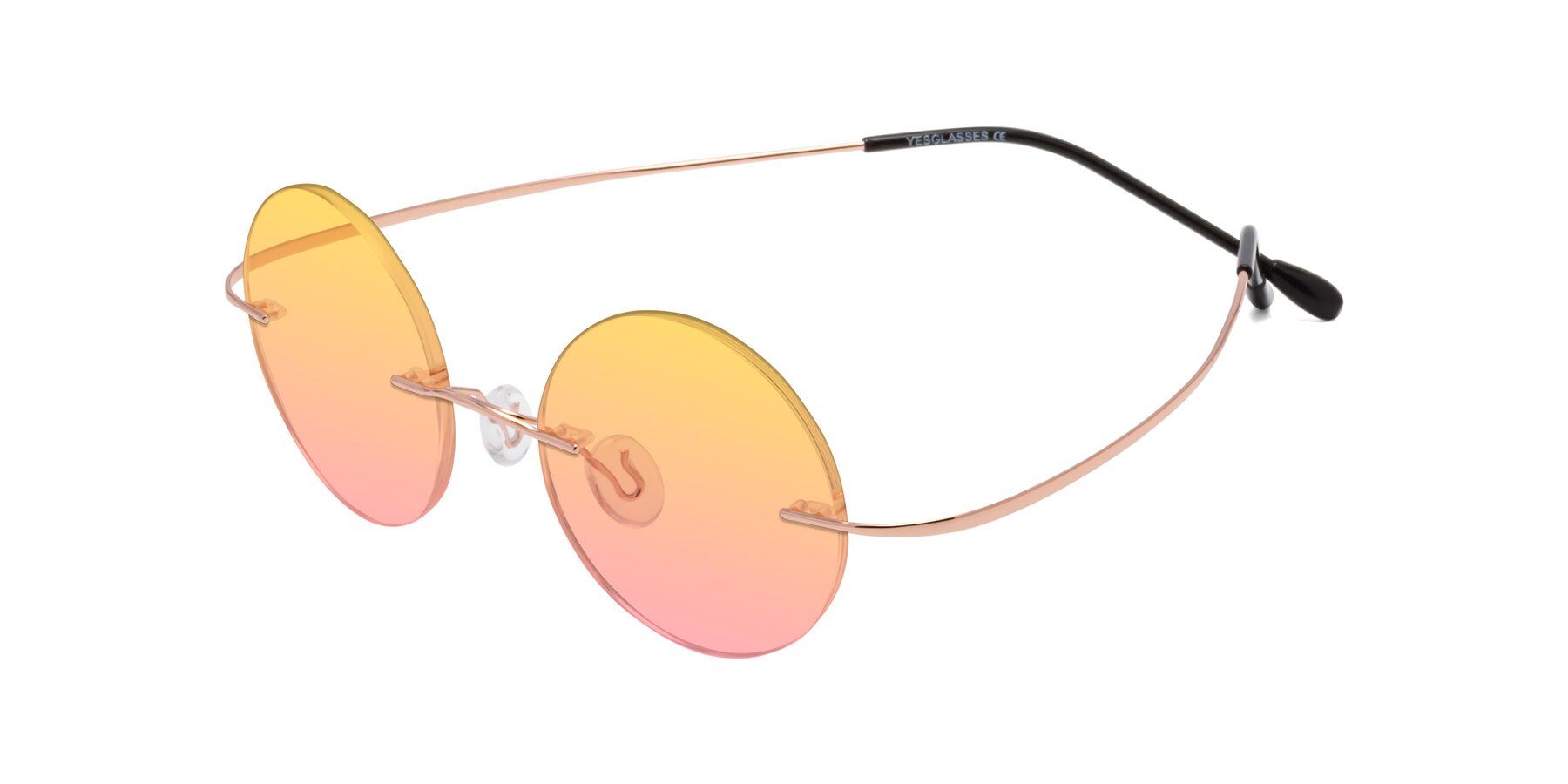 Angle of Minicircle in Rose Gold with Yellow / Pink Gradient Lenses