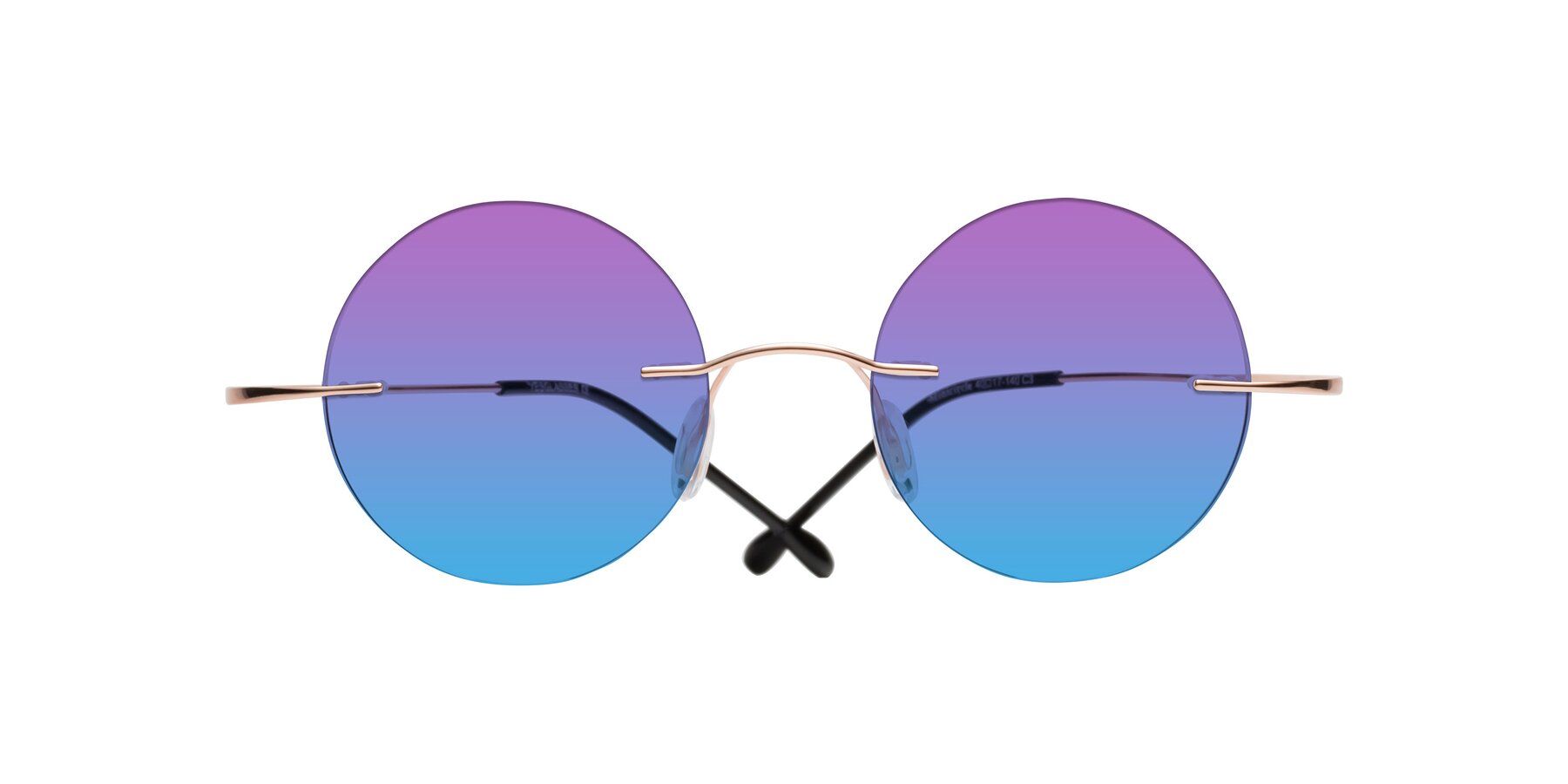 Folded Front of Minicircle in Rose Gold with Purple / Blue Gradient Lenses
