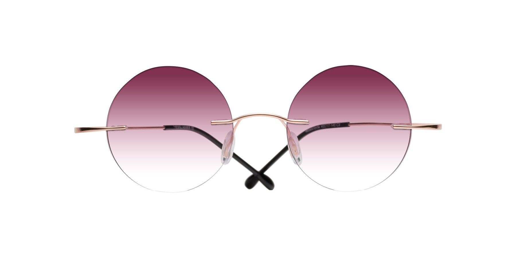 Folded Front of Minicircle in Rose Gold with Wine Gradient Lenses