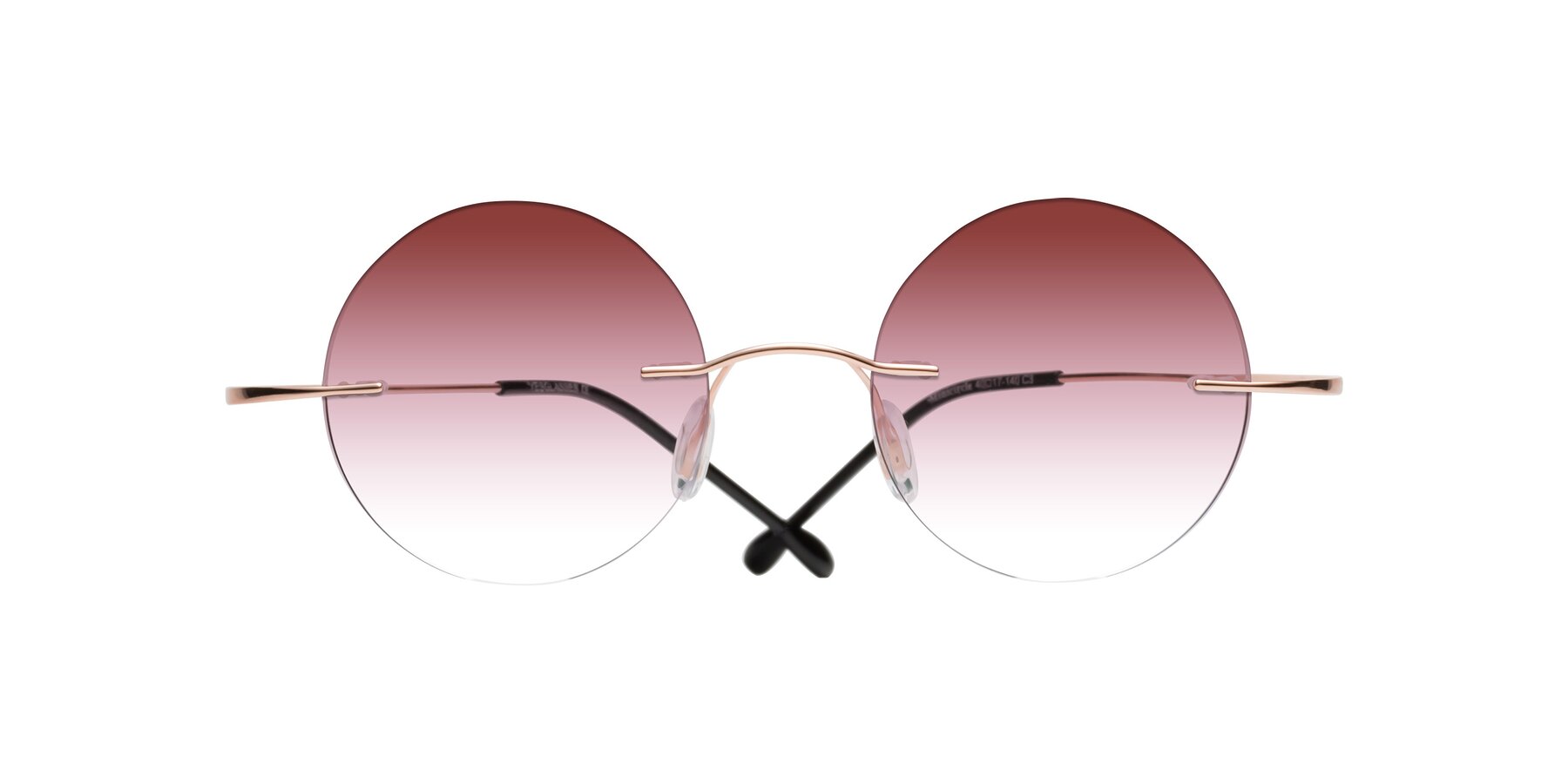Folded Front of Minicircle in Rose Gold with Garnet Gradient Lenses