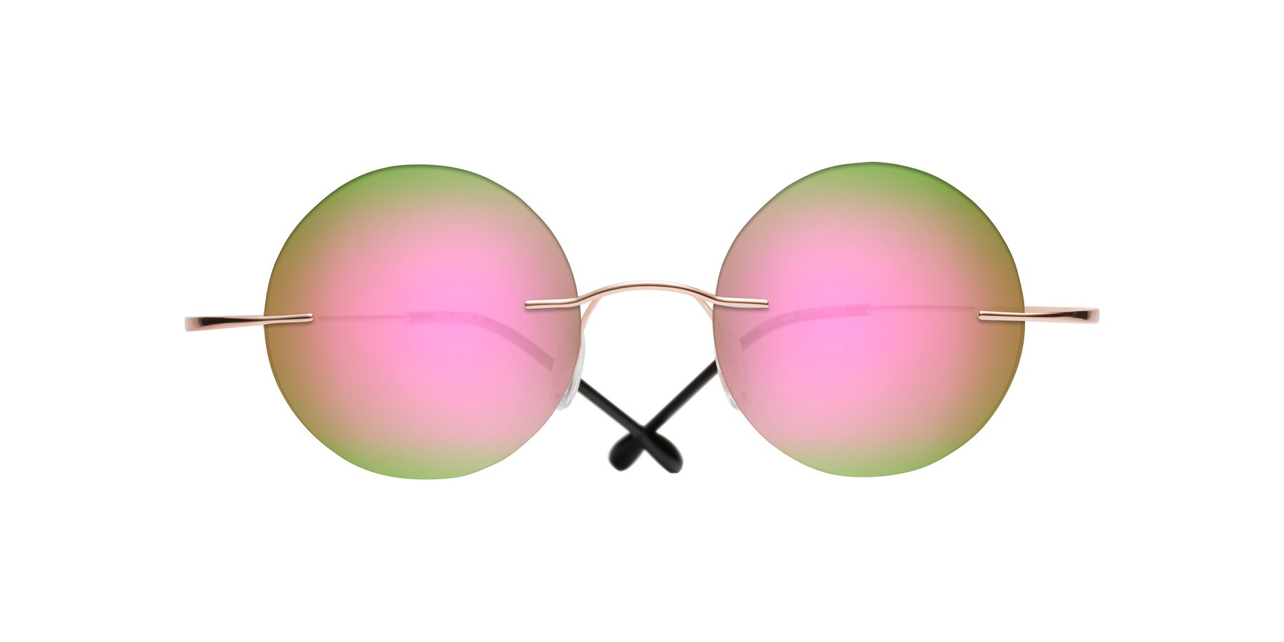 Folded Front of Minicircle in Rose Gold with Pink Mirrored Lenses