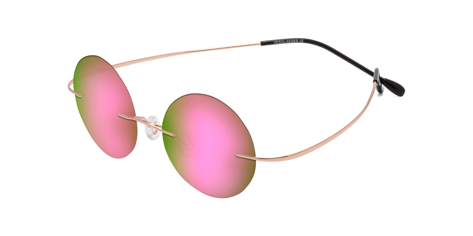 Angle of Minicircle in Rose Gold with Pink Mirrored Lenses
