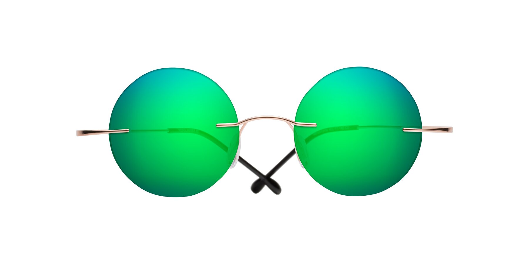 Folded Front of Minicircle in Rose Gold with Green Mirrored Lenses
