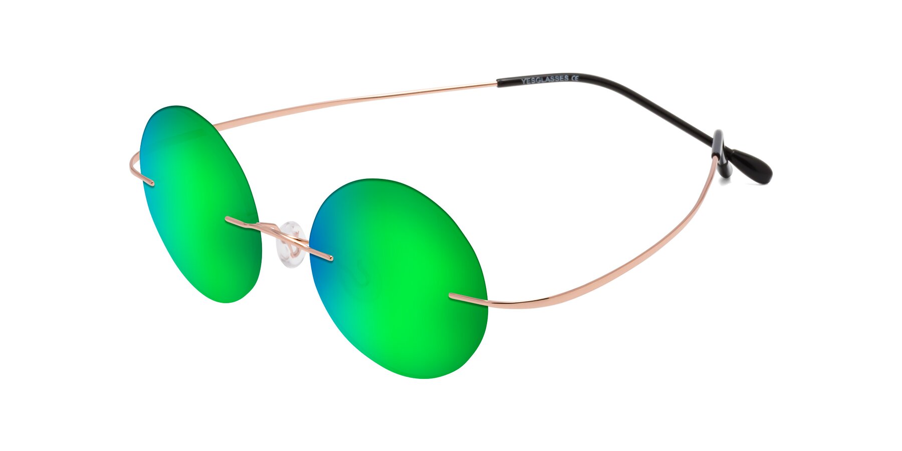 Angle of Minicircle in Rose Gold with Green Mirrored Lenses
