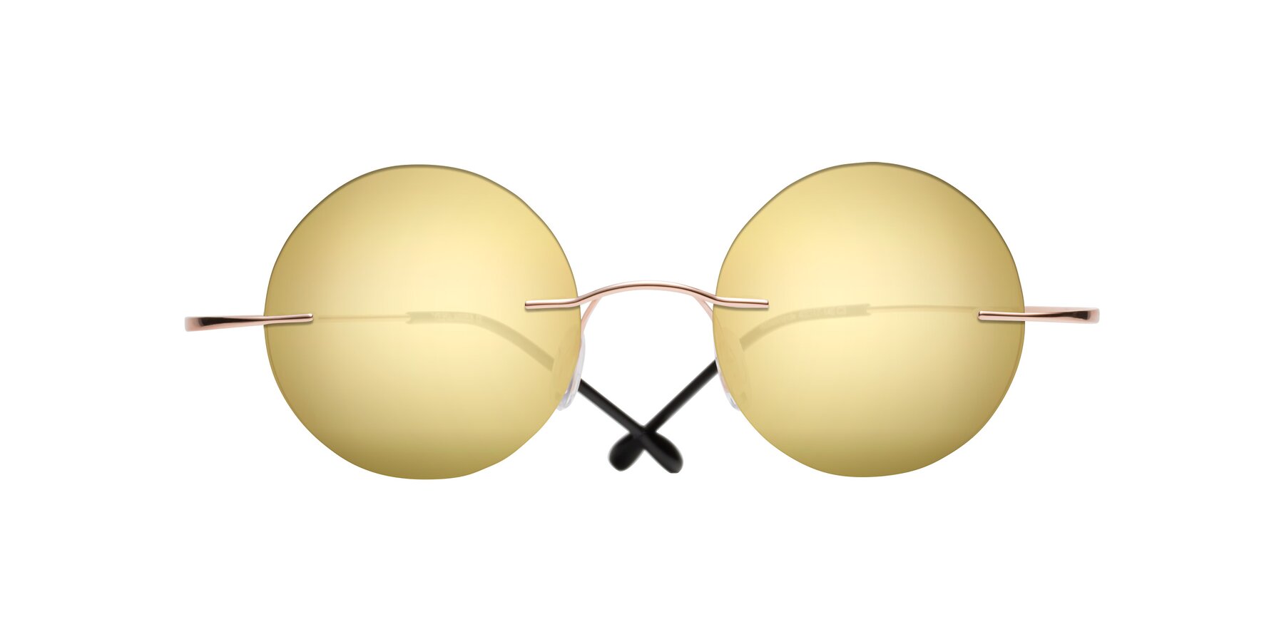 Rose Gold Narrow Flexible Round Mirrored Sunglasses with Gold Sunwear ...
