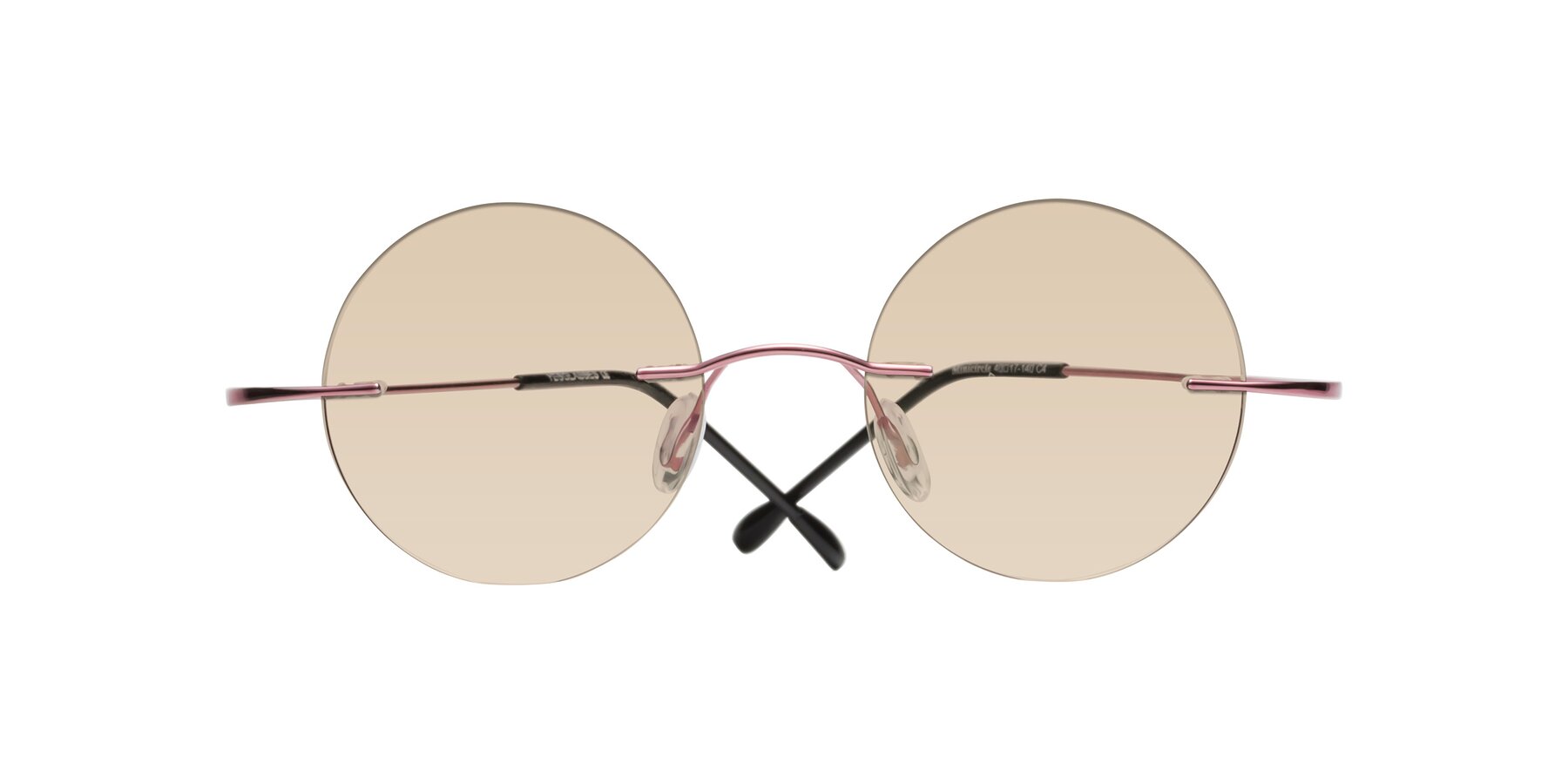 Folded Front of Minicircle in Light Pink with Light Brown Tinted Lenses