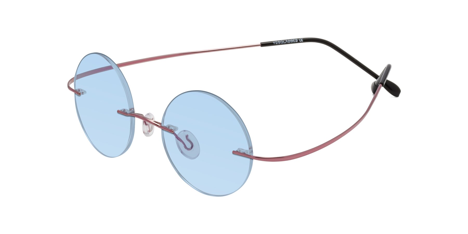 Angle of Minicircle in Light Pink with Light Blue Tinted Lenses