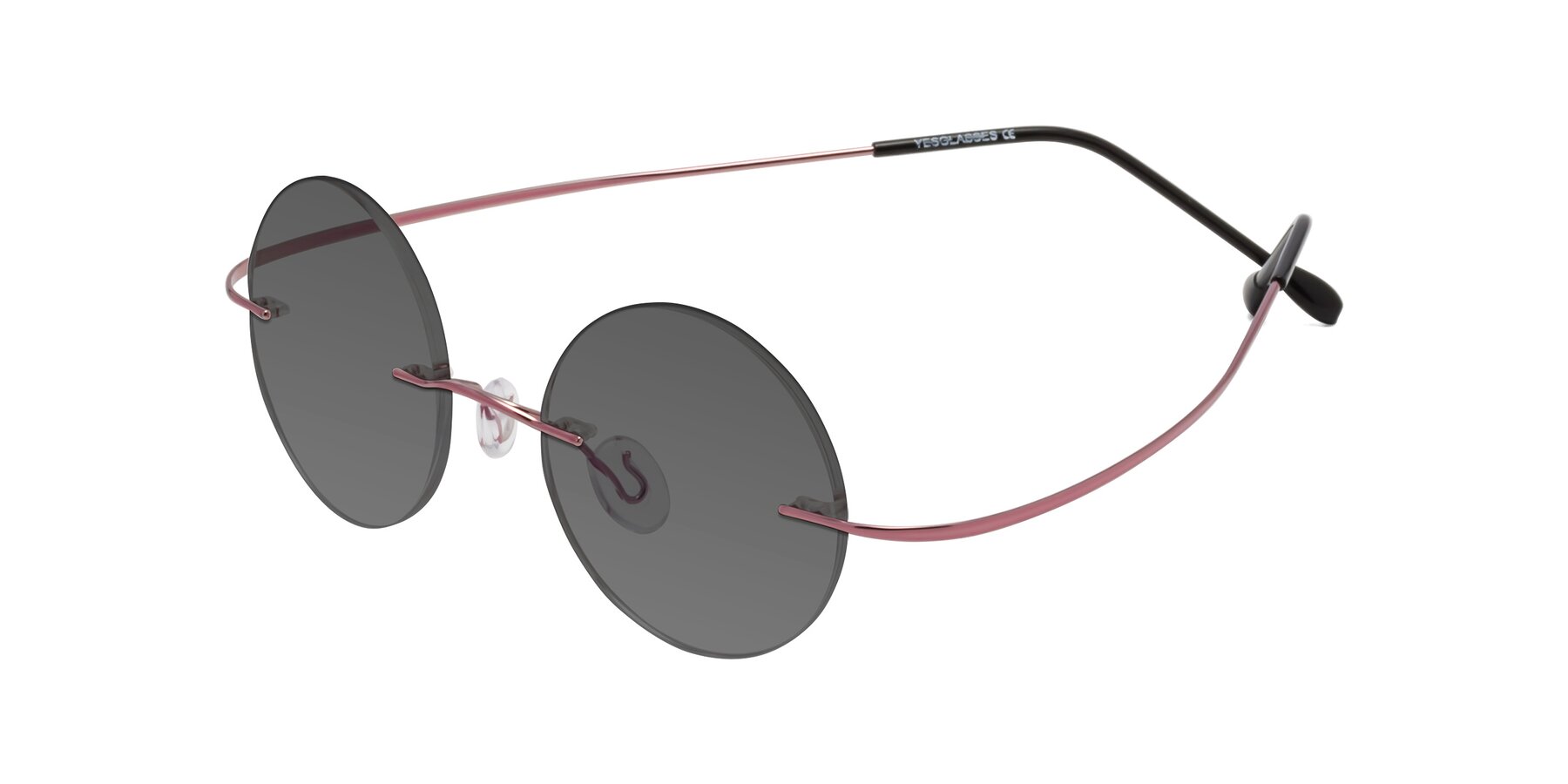 Angle of Minicircle in Light Pink with Medium Gray Tinted Lenses