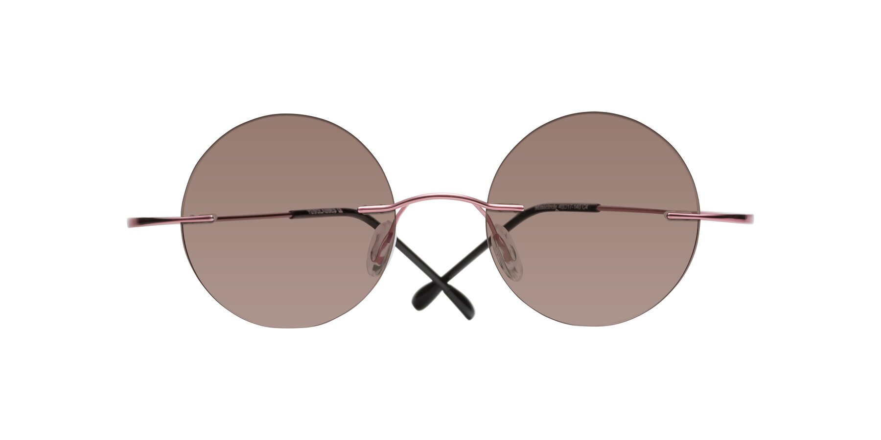 Folded Front of Minicircle in Light Pink with Medium Brown Tinted Lenses