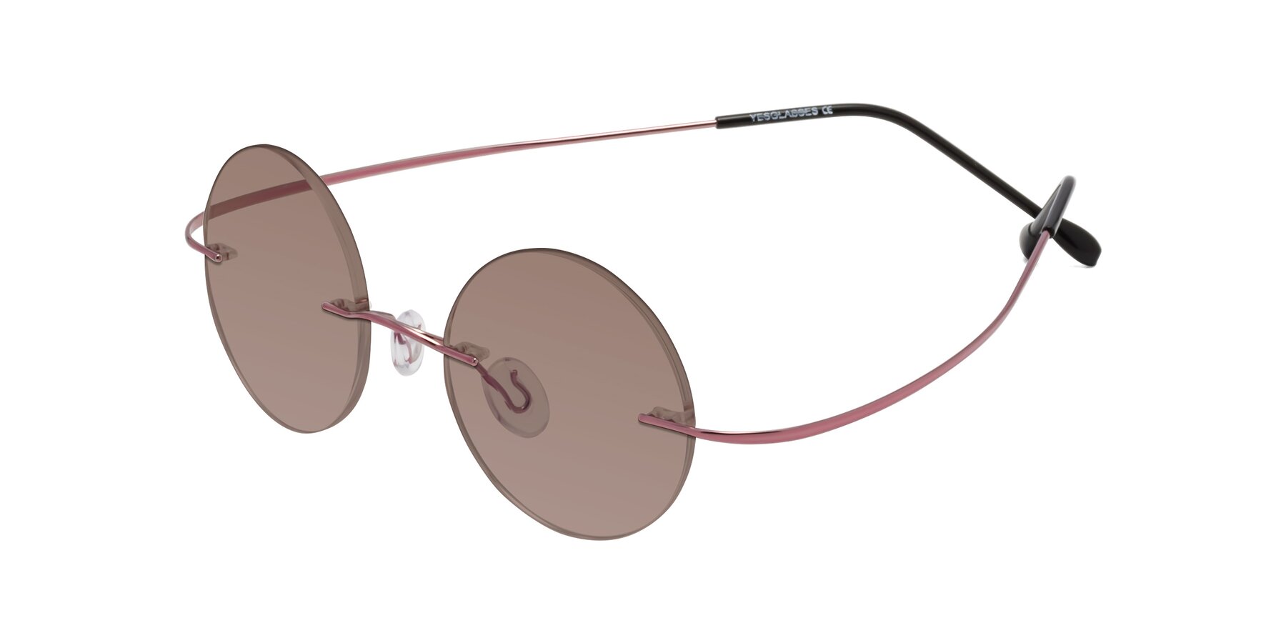 Angle of Minicircle in Light Pink with Medium Brown Tinted Lenses