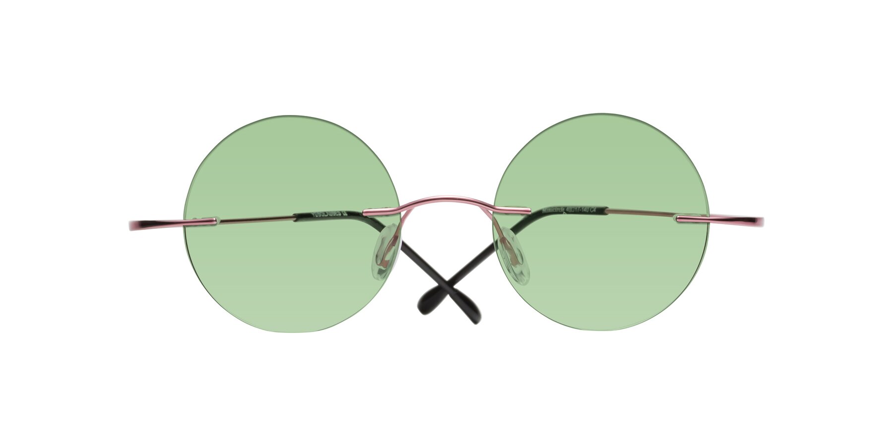 Folded Front of Minicircle in Light Pink with Medium Green Tinted Lenses