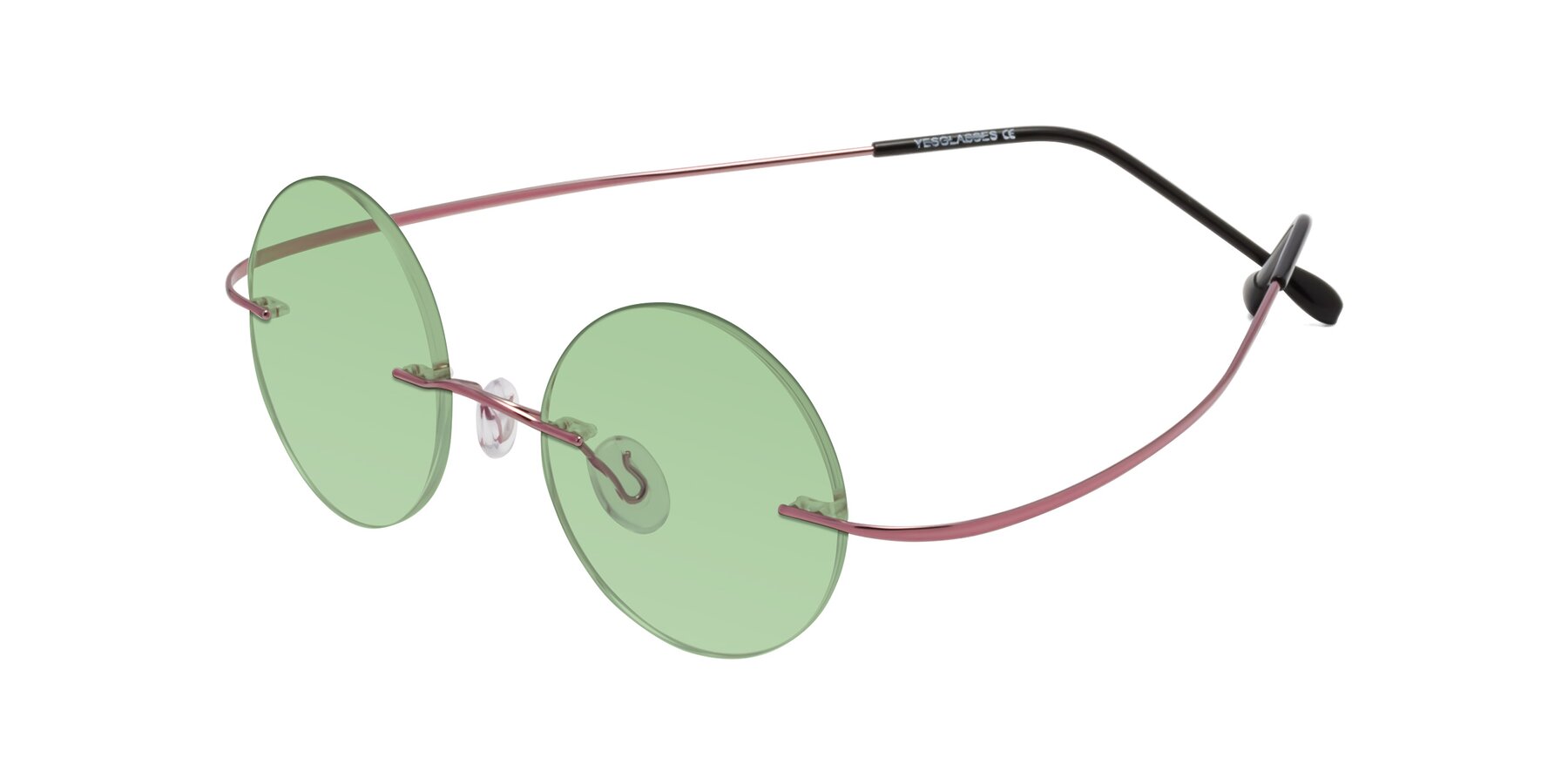Angle of Minicircle in Light Pink with Medium Green Tinted Lenses