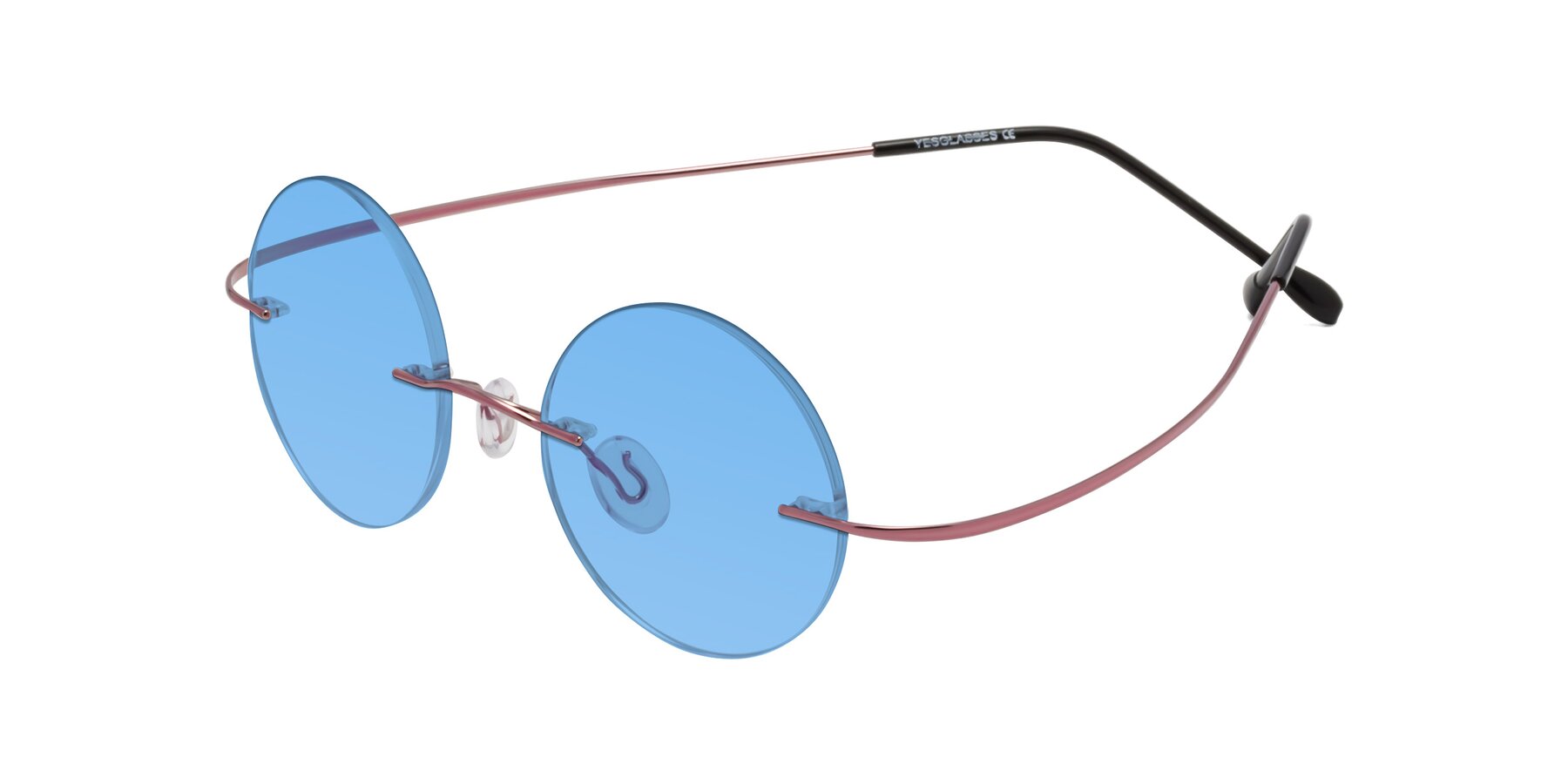 Angle of Minicircle in Light Pink with Medium Blue Tinted Lenses