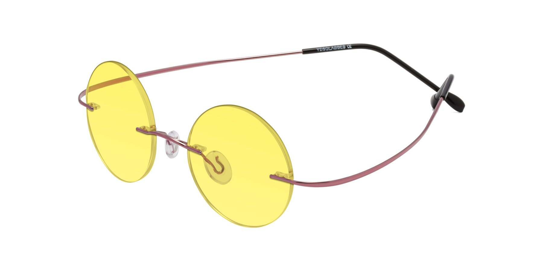 Angle of Minicircle in Light Pink with Medium Yellow Tinted Lenses