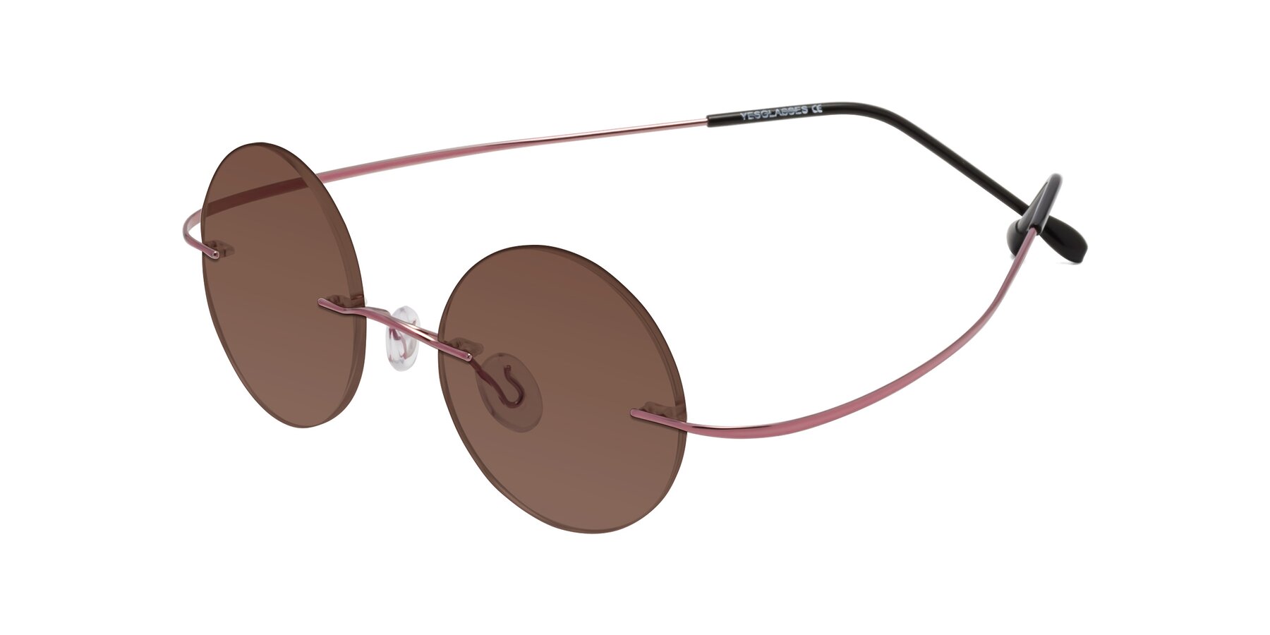 Angle of Minicircle in Light Pink with Brown Tinted Lenses