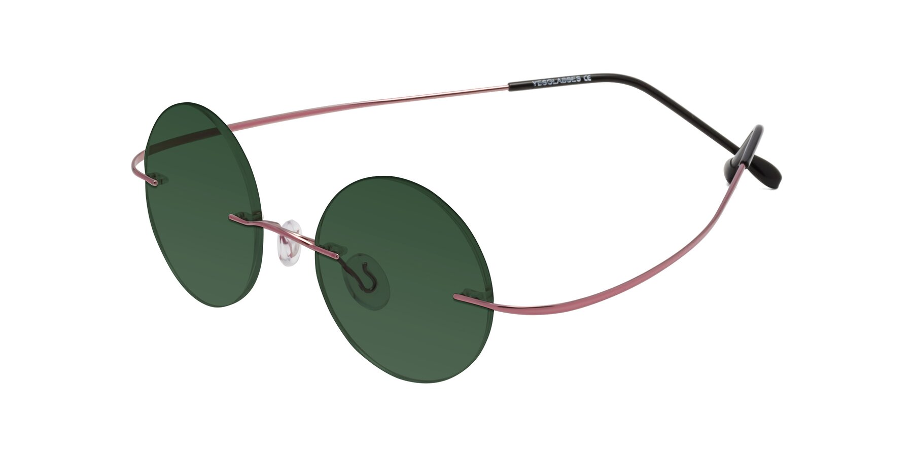 Angle of Minicircle in Light Pink with Green Tinted Lenses