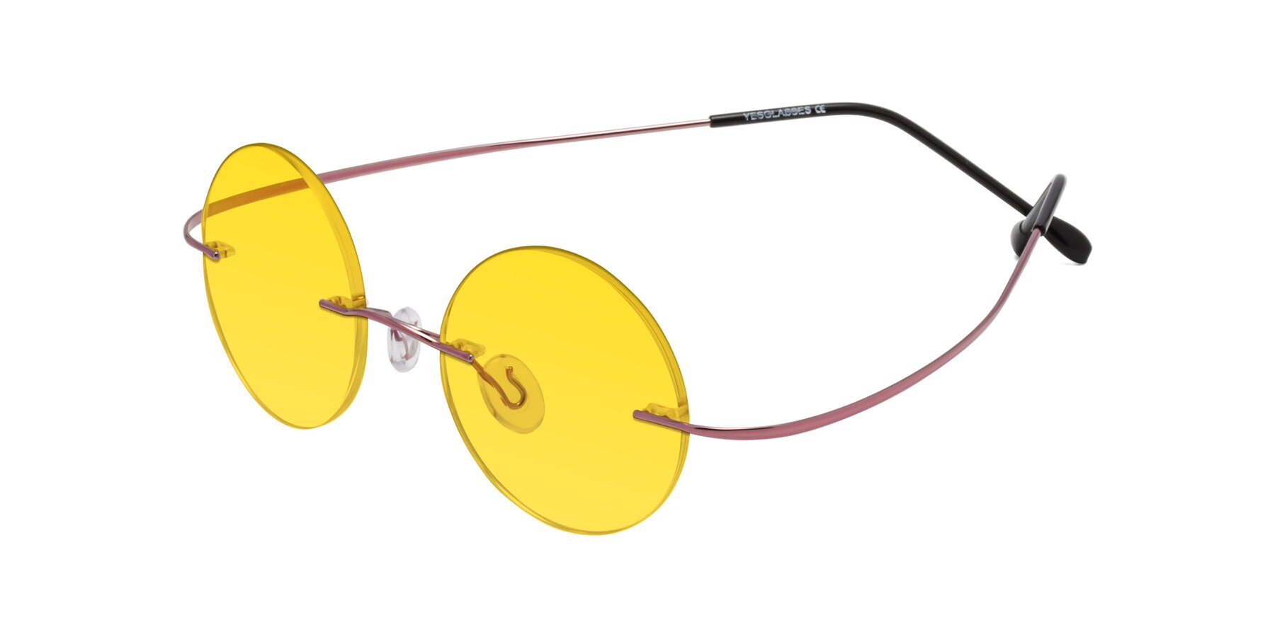 Angle of Minicircle in Light Pink with Yellow Tinted Lenses