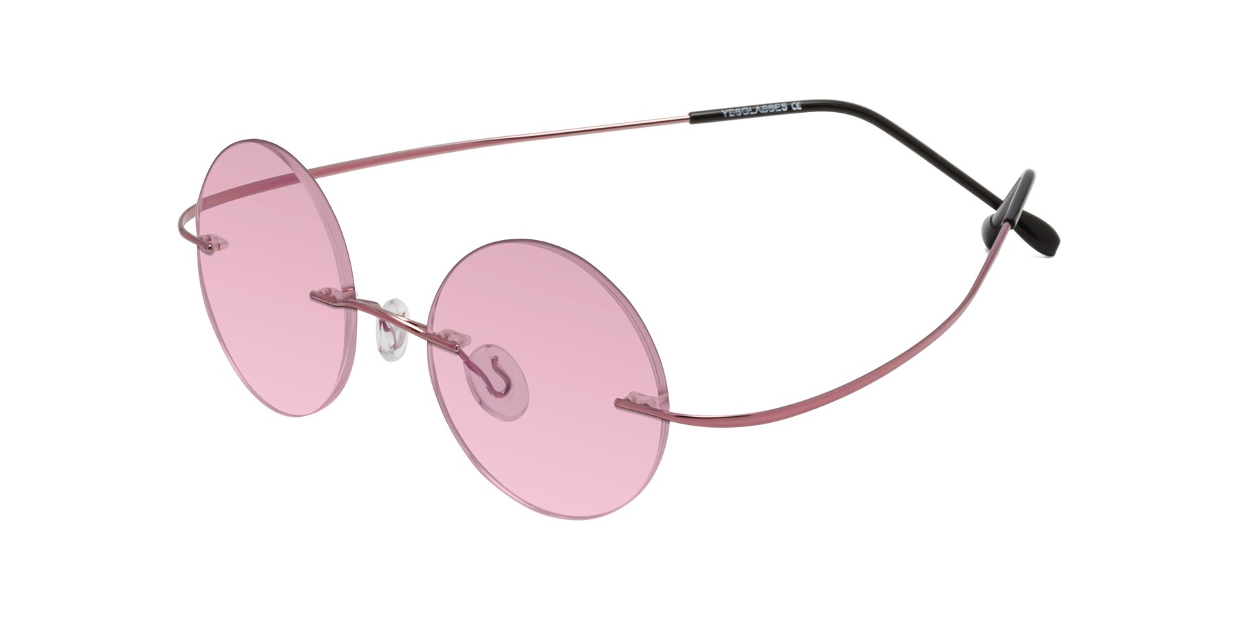 Angle of Minicircle in Light Pink with Light Wine Tinted Lenses