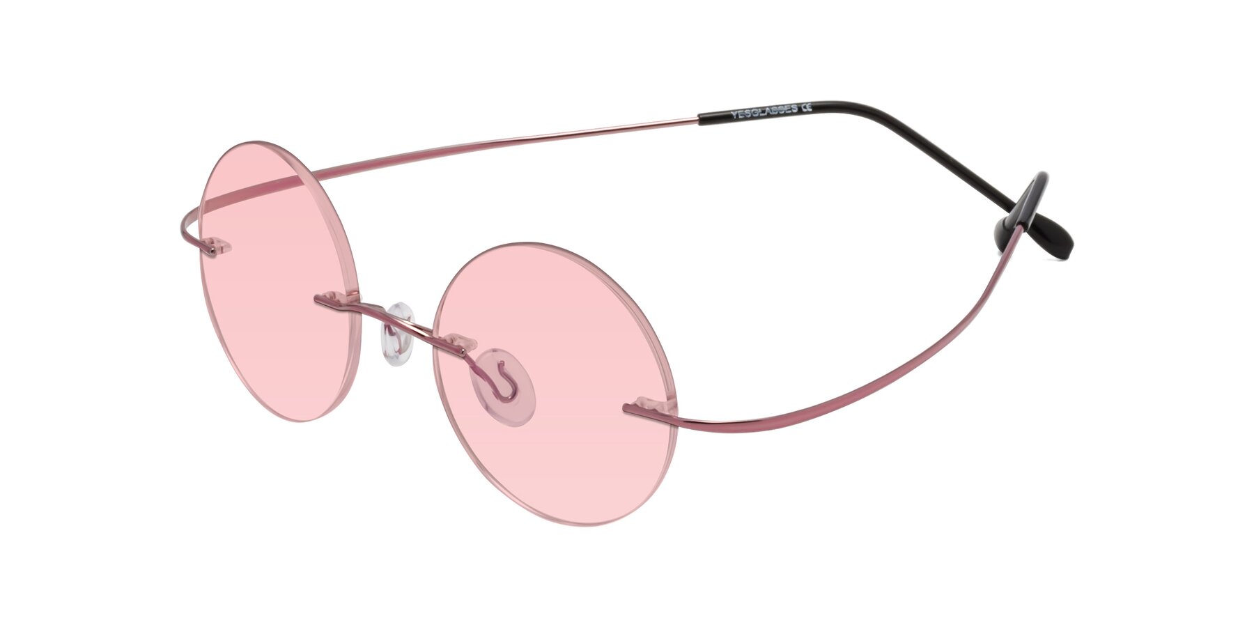 Angle of Minicircle in Light Pink with Light Garnet Tinted Lenses