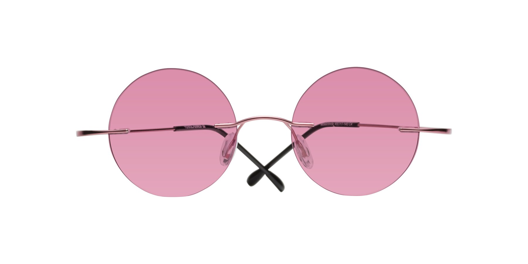 Folded Front of Minicircle in Light Pink with Medium Wine Tinted Lenses