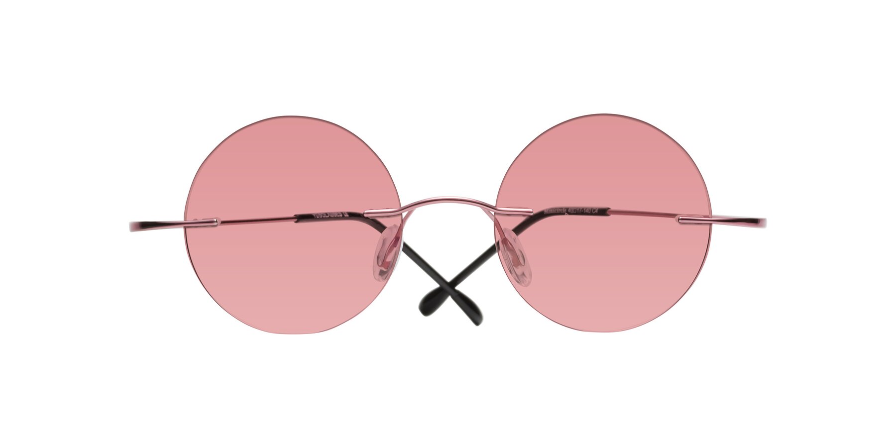 Folded Front of Minicircle in Light Pink with Medium Garnet Tinted Lenses