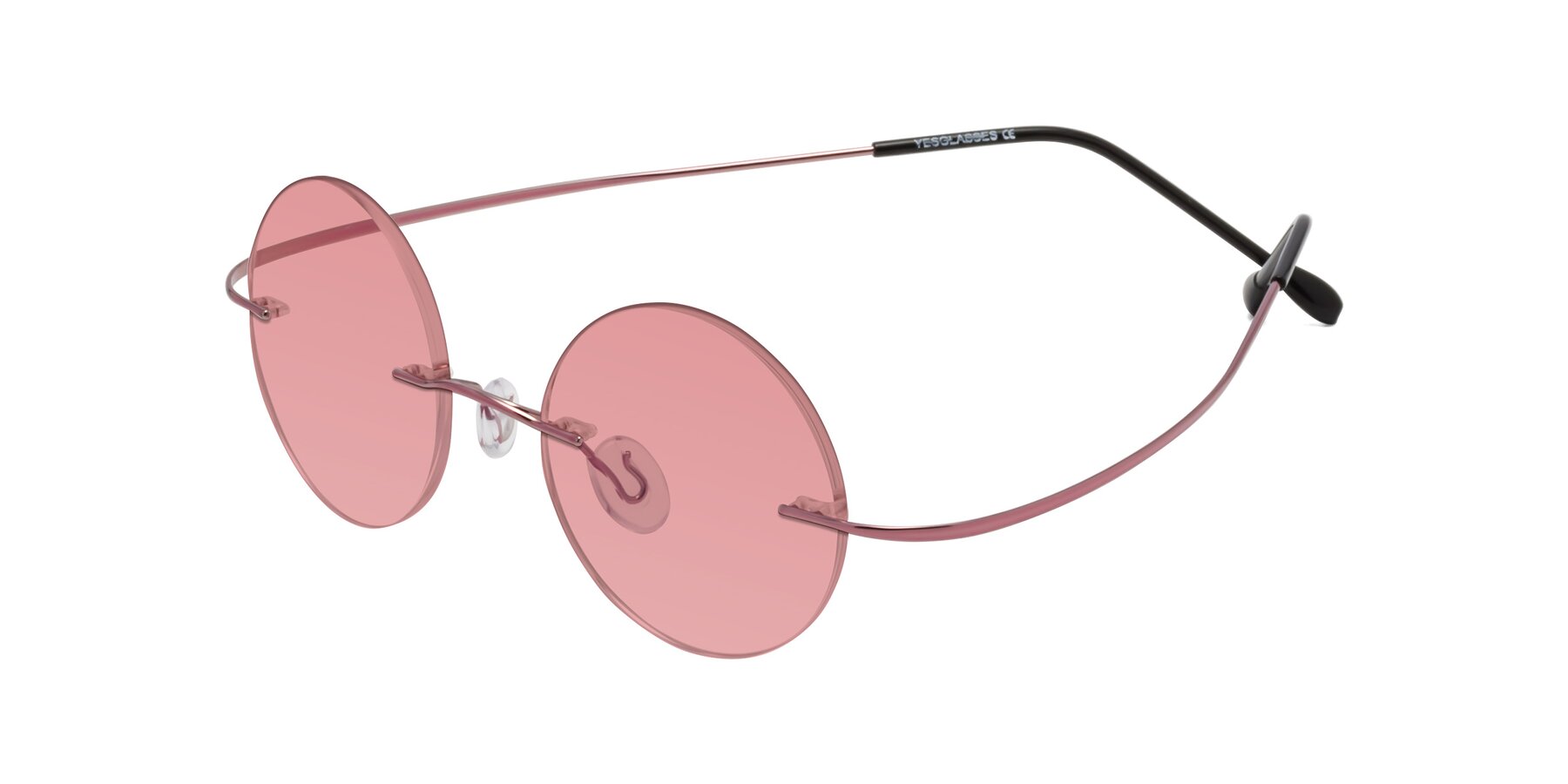 Angle of Minicircle in Light Pink with Medium Garnet Tinted Lenses