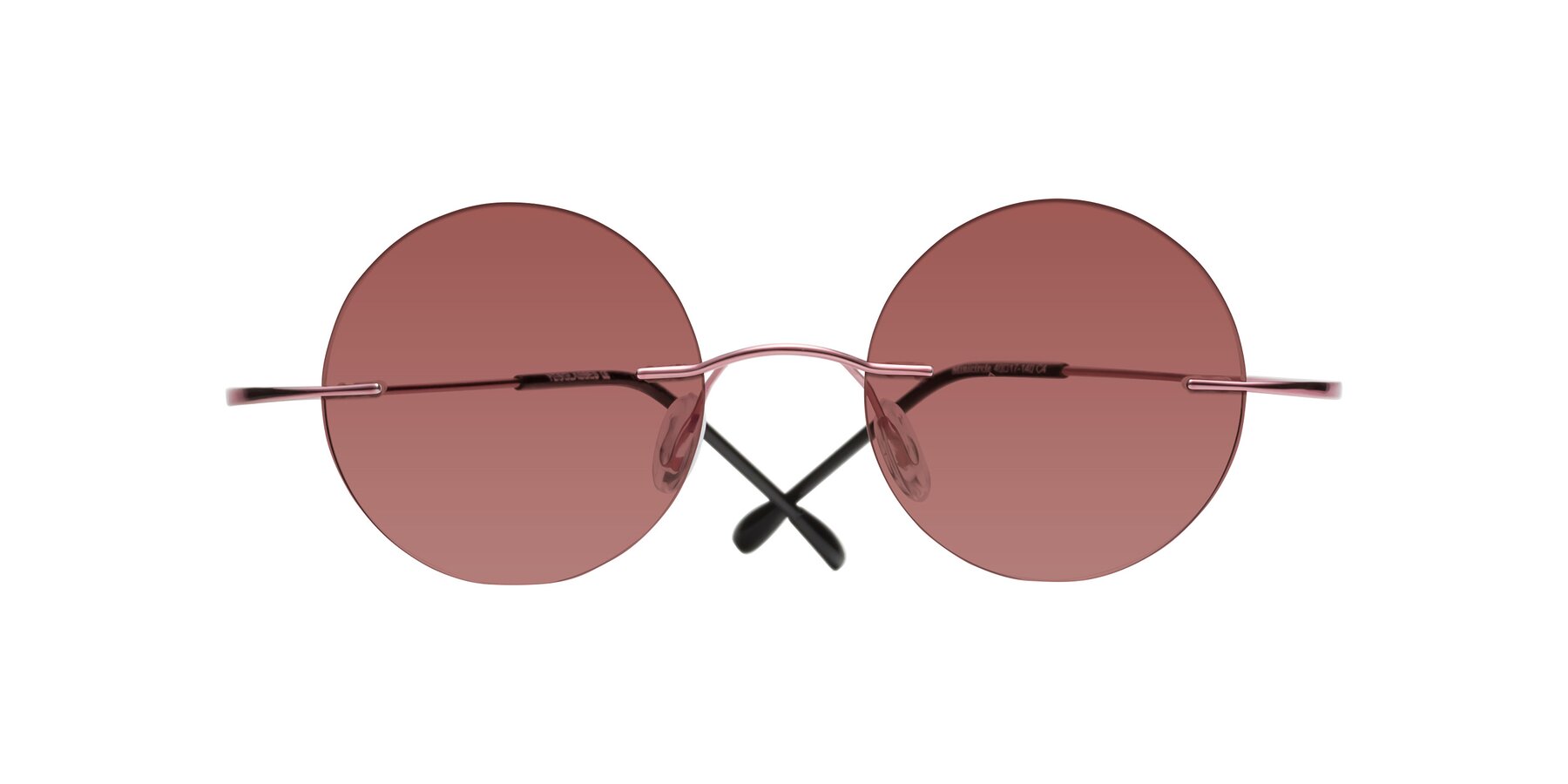 Folded Front of Minicircle in Light Pink with Garnet Tinted Lenses