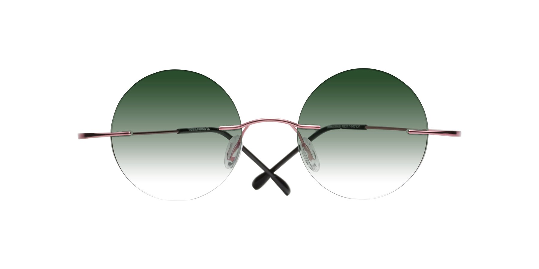 Folded Front of Minicircle in Light Pink with Green Gradient Lenses