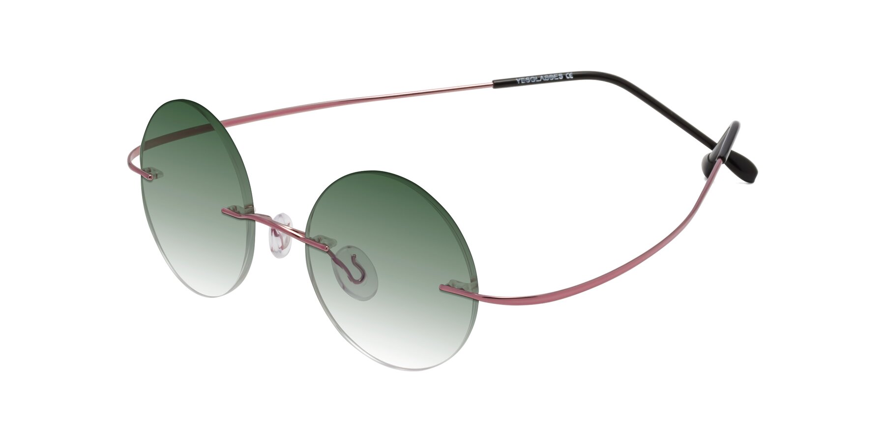 Angle of Minicircle in Light Pink with Green Gradient Lenses