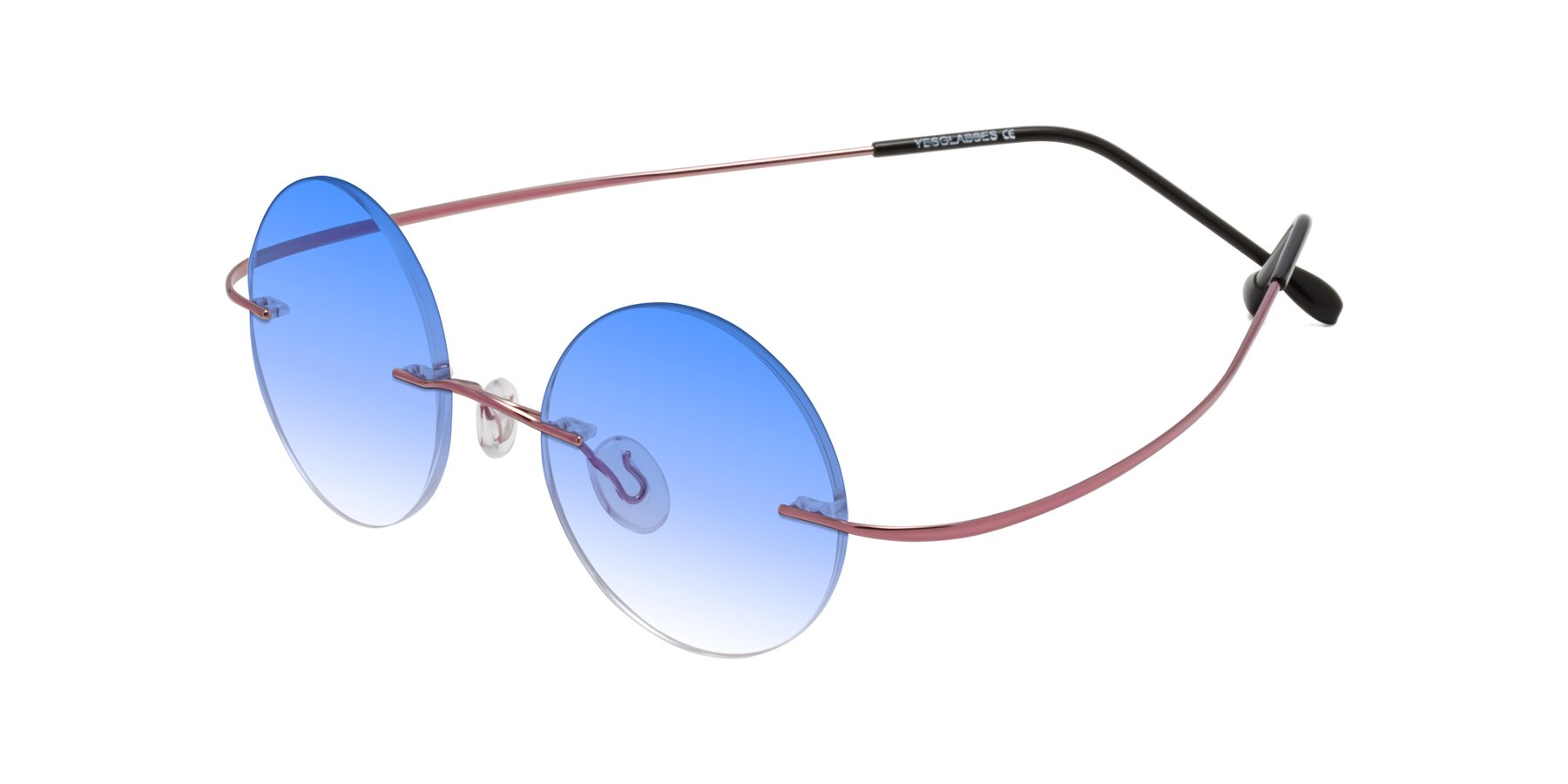 Angle of Minicircle in Light Pink with Blue Gradient Lenses