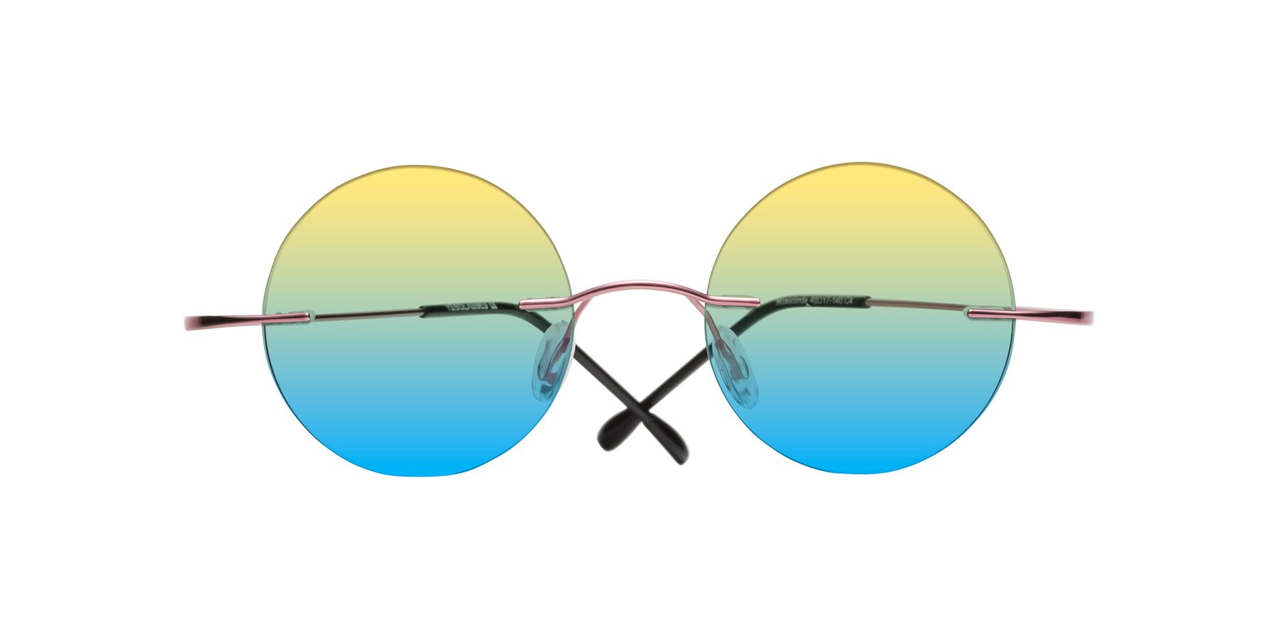 Folded Front of Minicircle in Light Pink with Yellow / Blue Gradient Lenses