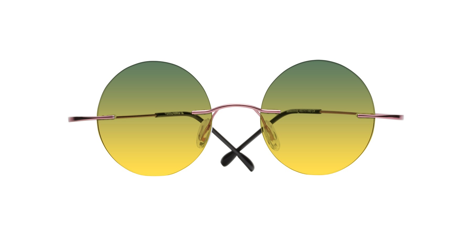 Folded Front of Minicircle in Light Pink with Green / Yellow Gradient Lenses