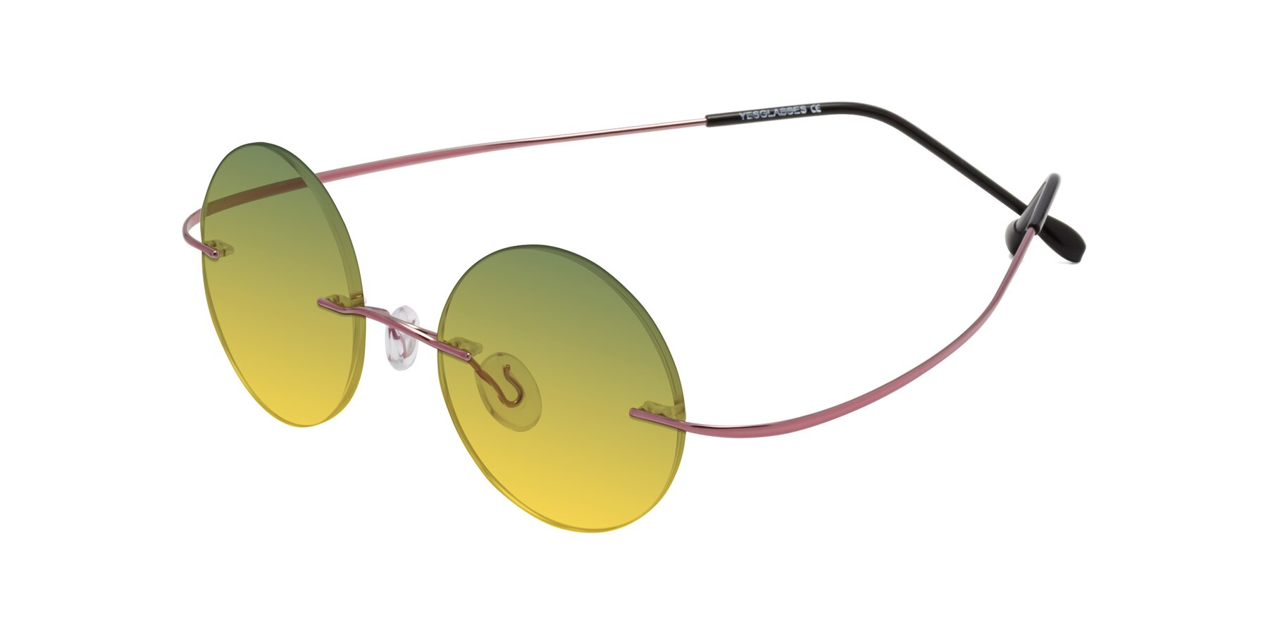 Angle of Minicircle in Light Pink with Green / Yellow Gradient Lenses