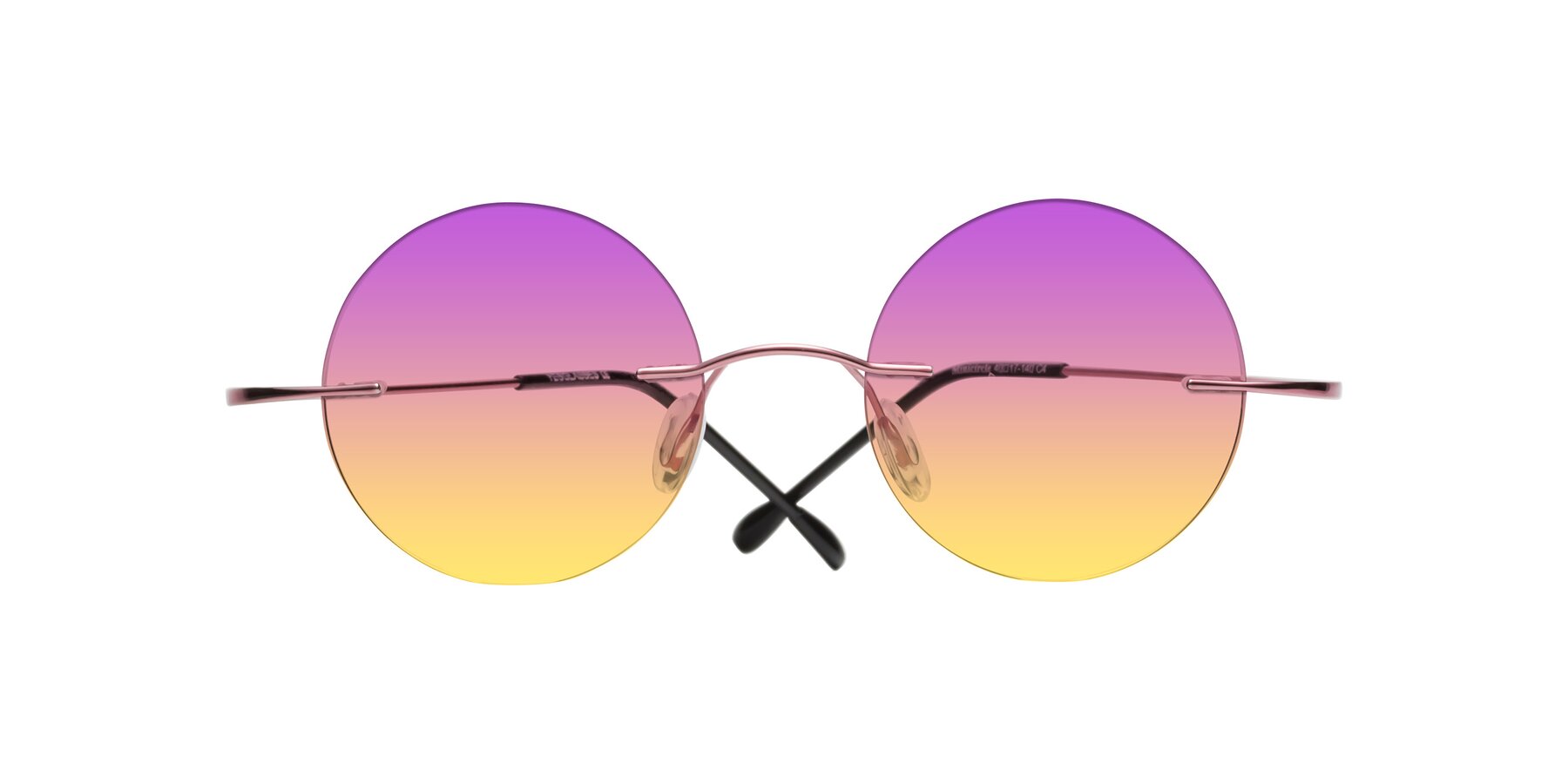 Folded Front of Minicircle in Light Pink with Purple / Yellow Gradient Lenses