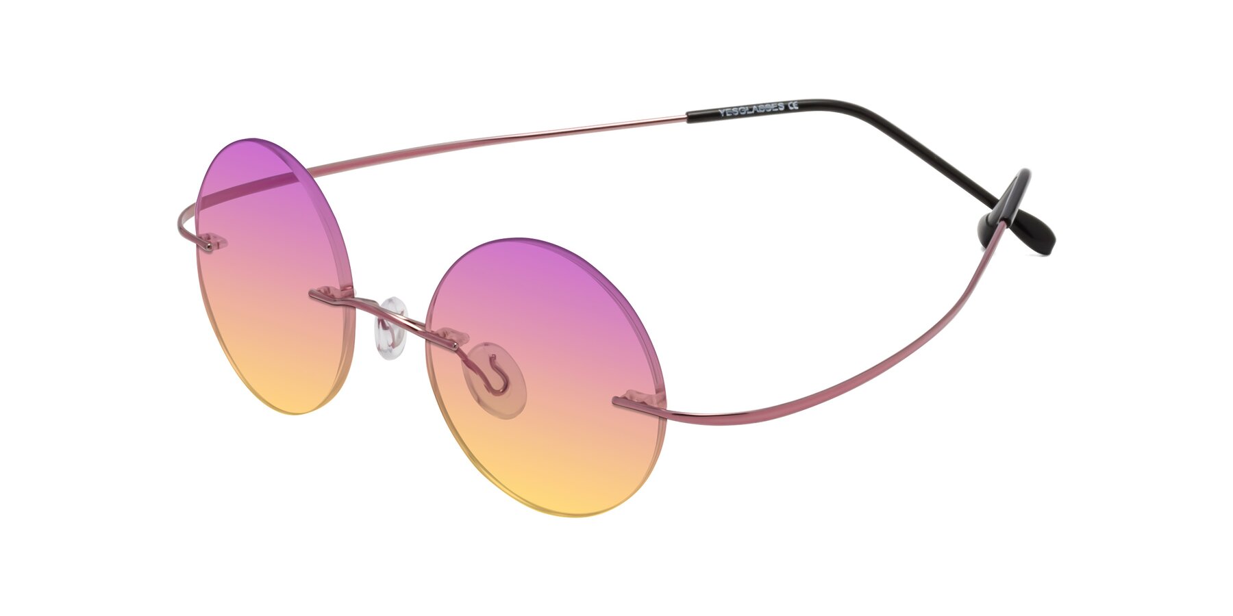 Angle of Minicircle in Light Pink with Purple / Yellow Gradient Lenses