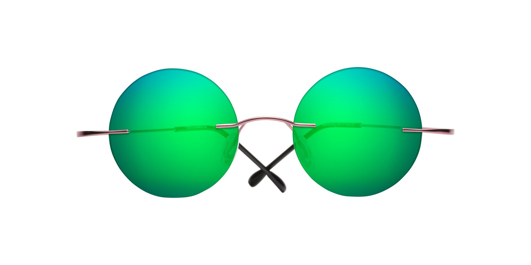 Folded Front of Minicircle in Light Pink with Green Mirrored Lenses