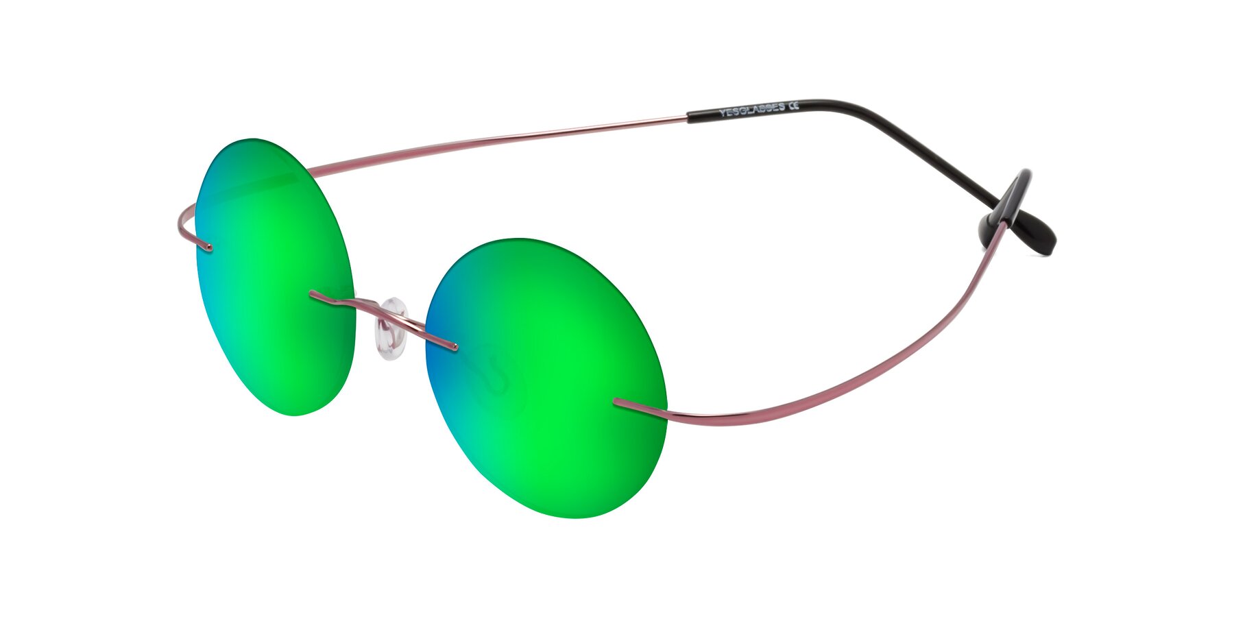 Angle of Minicircle in Light Pink with Green Mirrored Lenses